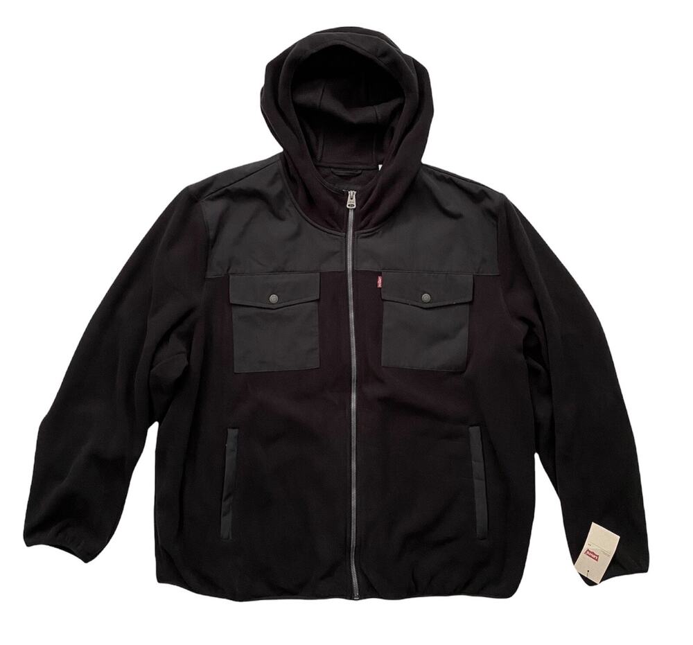 Levi's Levis Nwt Black Mixed Media Fleece Hooded Jacket LM7TF637 3XLT 3XT